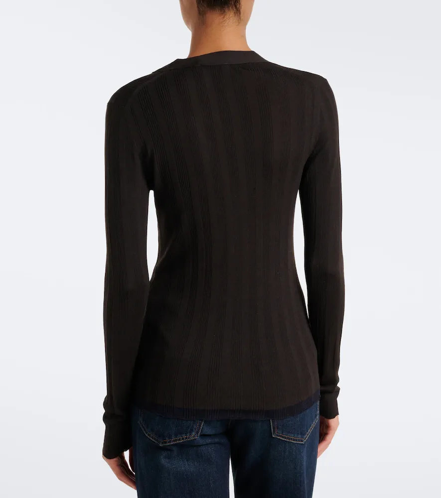 Prada Ribbed-knit wool and cotton cardigan | Thumbnail 2
