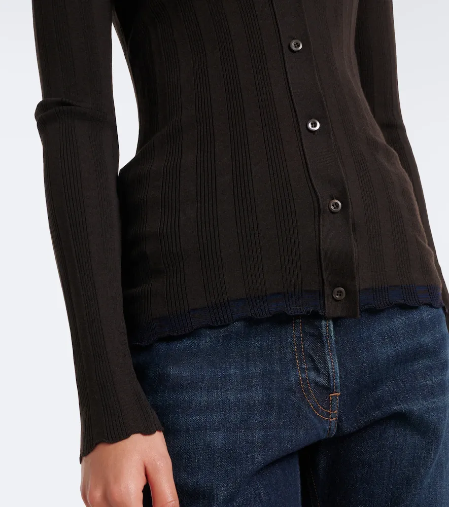 Prada Ribbed-knit wool and cotton cardigan | Thumbnail 3