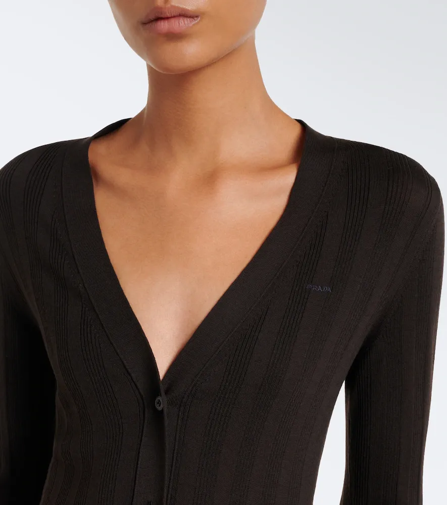 Prada Ribbed-knit wool and cotton cardigan | Thumbnail 4