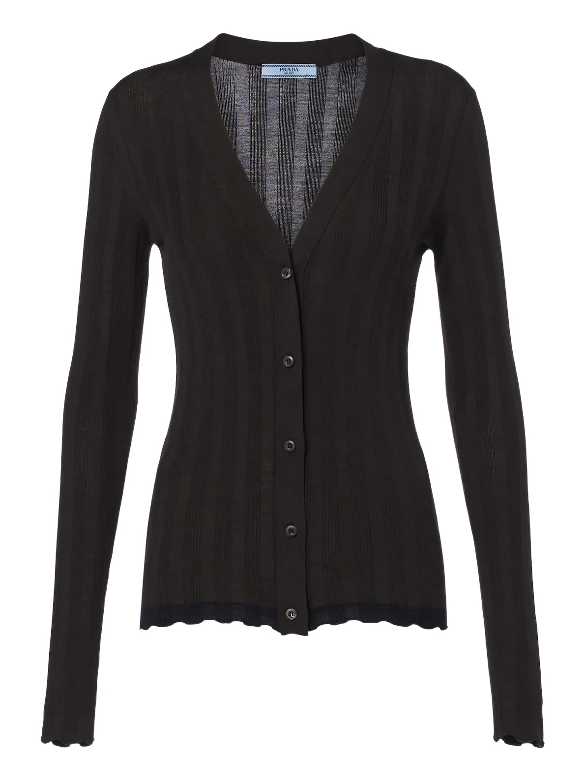 Ribbed-knit wool and cotton cardigan Ribbed-knit wool and cotton cardigan