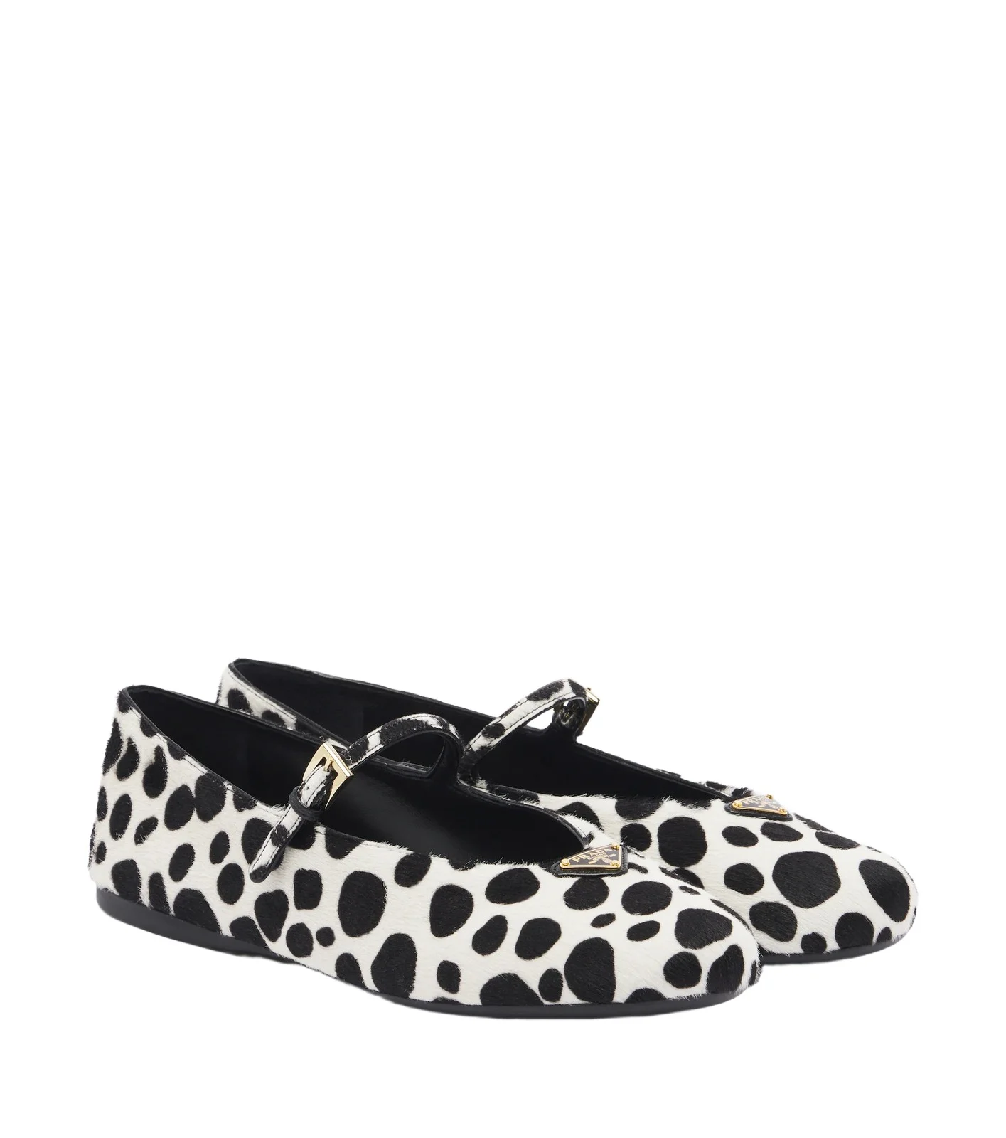 Prada Cow-print calf hair Mary Jane flats