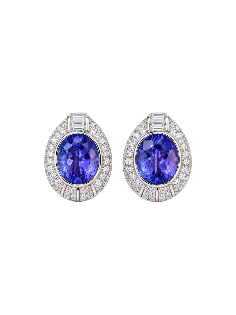 Wish Fine Jewelry 8.46ct Diamond Tanzanite 18K Gold Halo Earrings