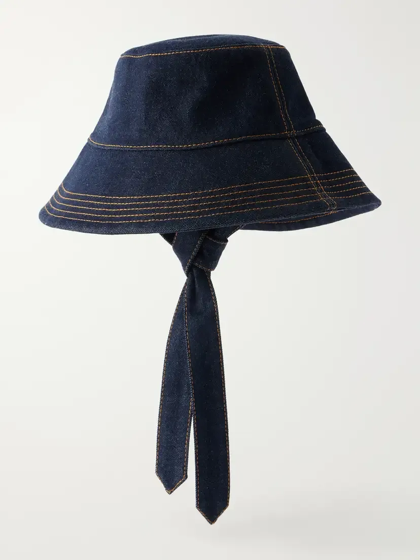 Zimmermann Logo-embroidered Tie-detailed Denim Bucket Hat | Thumbnail 3 Zimmermann Logo-embroidered Tie-detailed Denim Bucket Hat | Thumbnail 3
