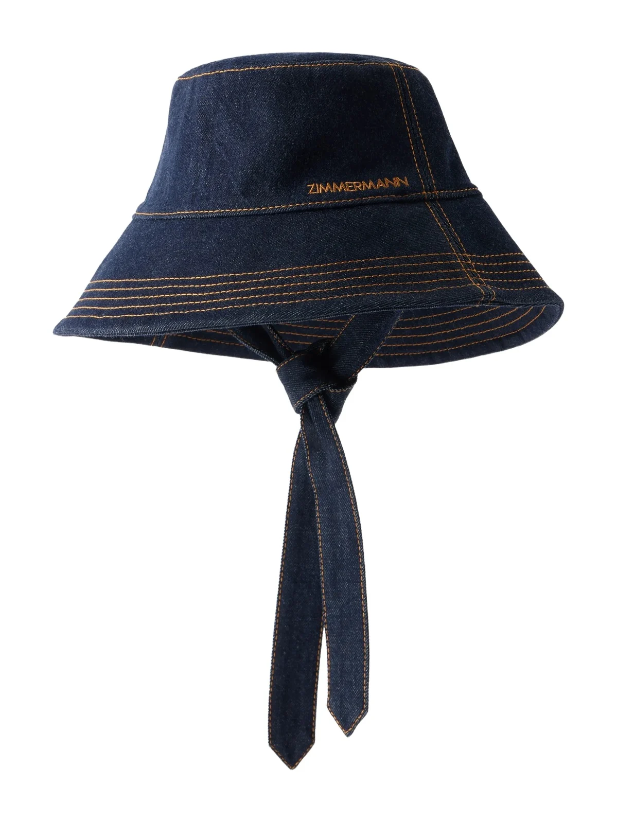 Zimmermann Logo-embroidered Tie-detailed Denim Bucket Hat