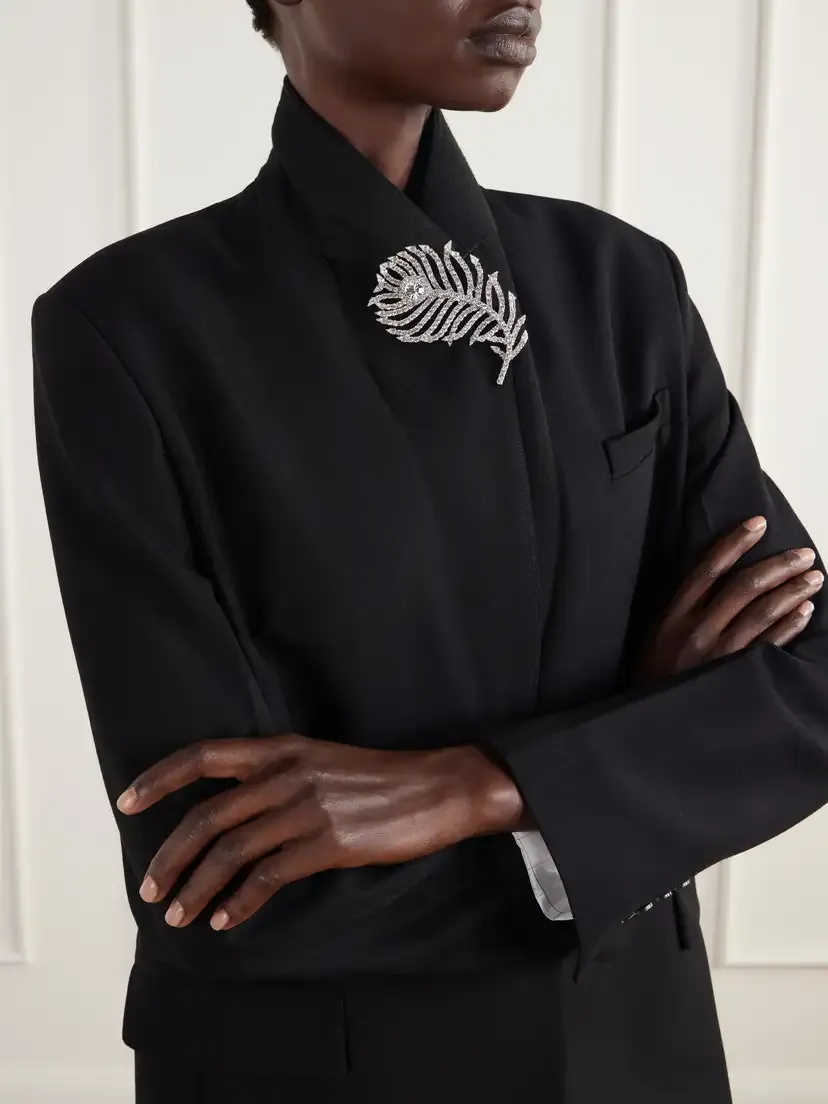 Jennifer Behr Plume Crystal-embellished Rhodium-plated Silver-tone Brooch | Thumbnail 2 Jennifer Behr Plume Crystal-embellished Rhodium-plated Silver-tone Brooch | Thumbnail 2