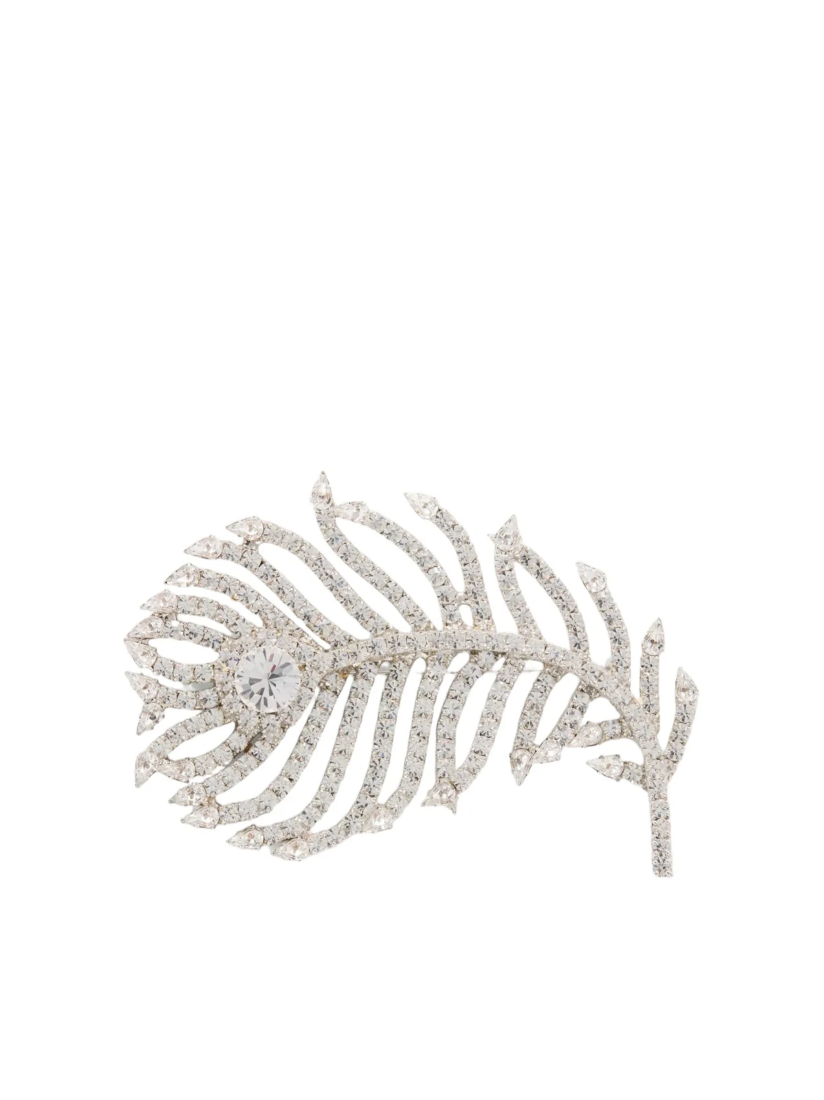 Jennifer Behr Plume Crystal-embellished Rhodium-plated Silver-tone Brooch