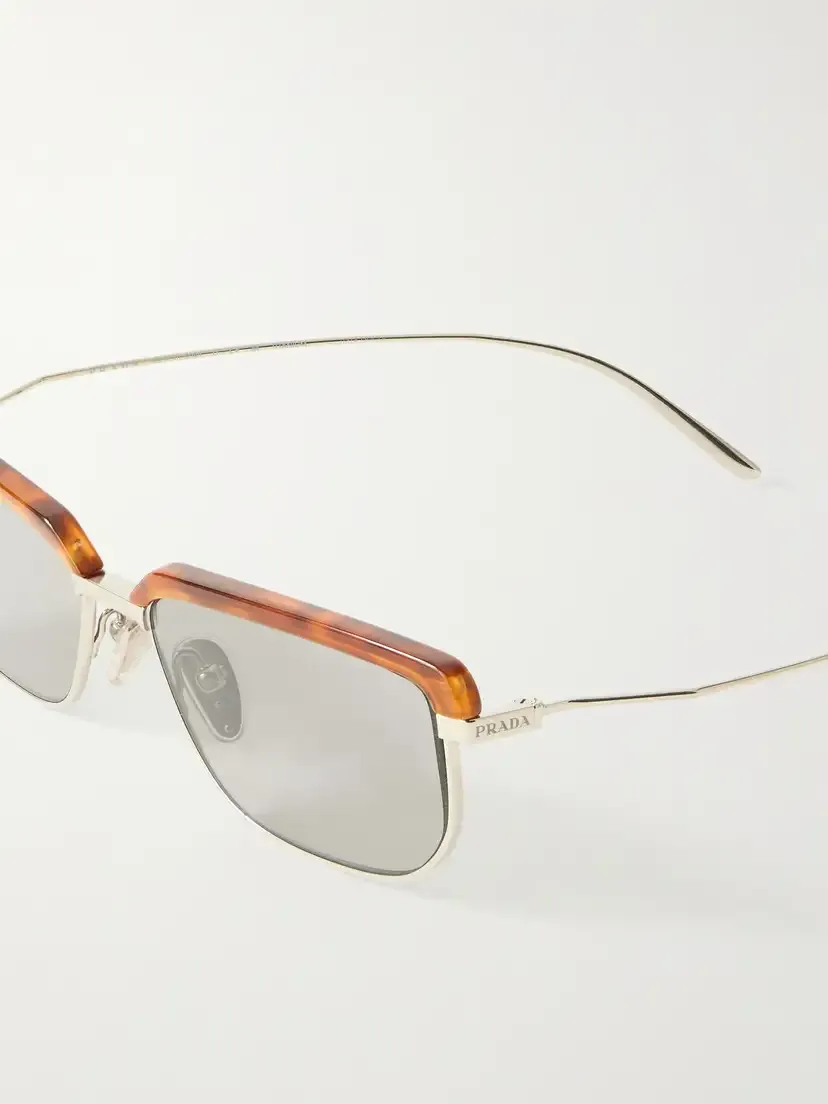 PRADA EYEWEAR Square-frame Silver-tone Titanium And Tortoiseshell Acetate Sunglasses | Thumbnail 4 PRADA EYEWEAR Square-frame Silver-tone Titanium And Tortoiseshell Acetate Sunglasses | Thumbnail 4