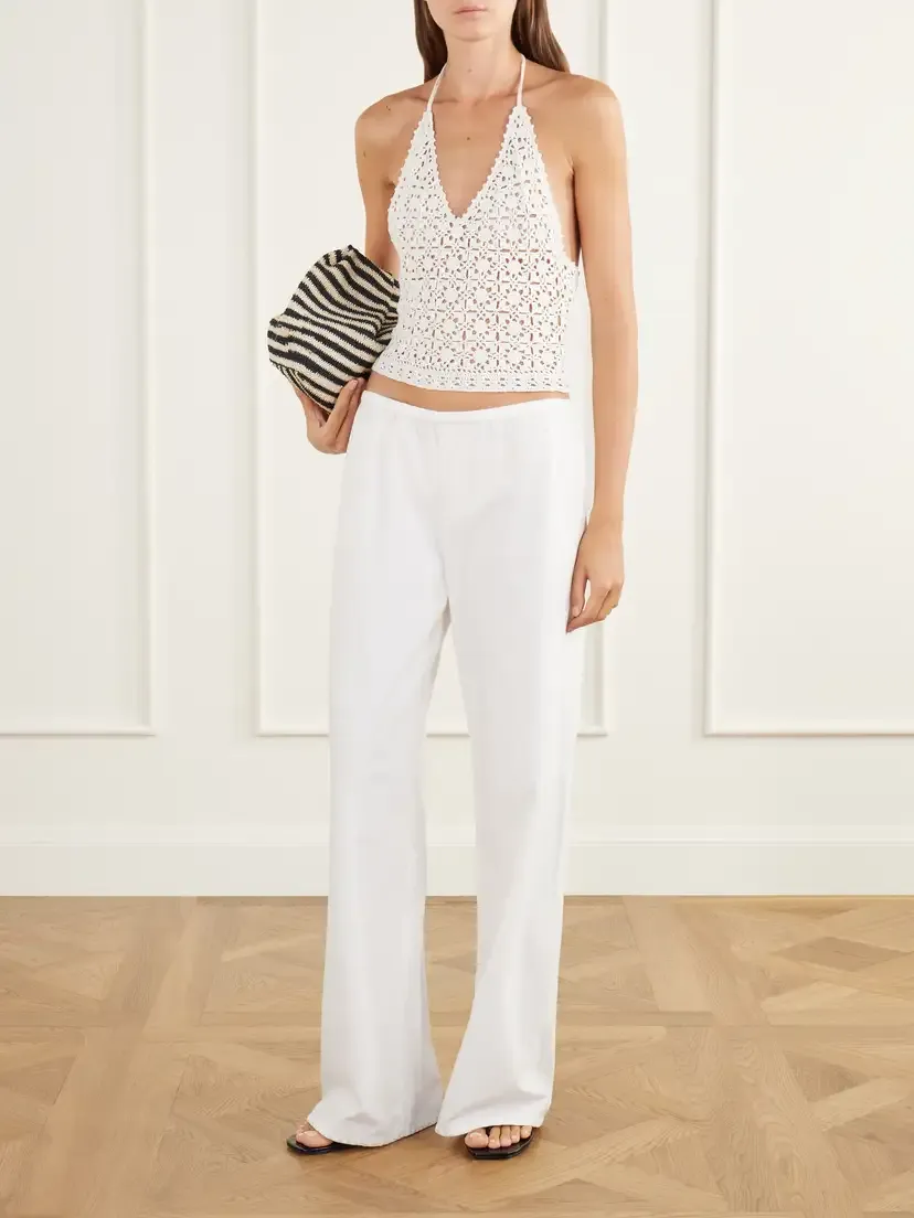 Nili Lotan Rosario Pima-cotton Crochet-knit Halterneck Top | Thumbnail 2
