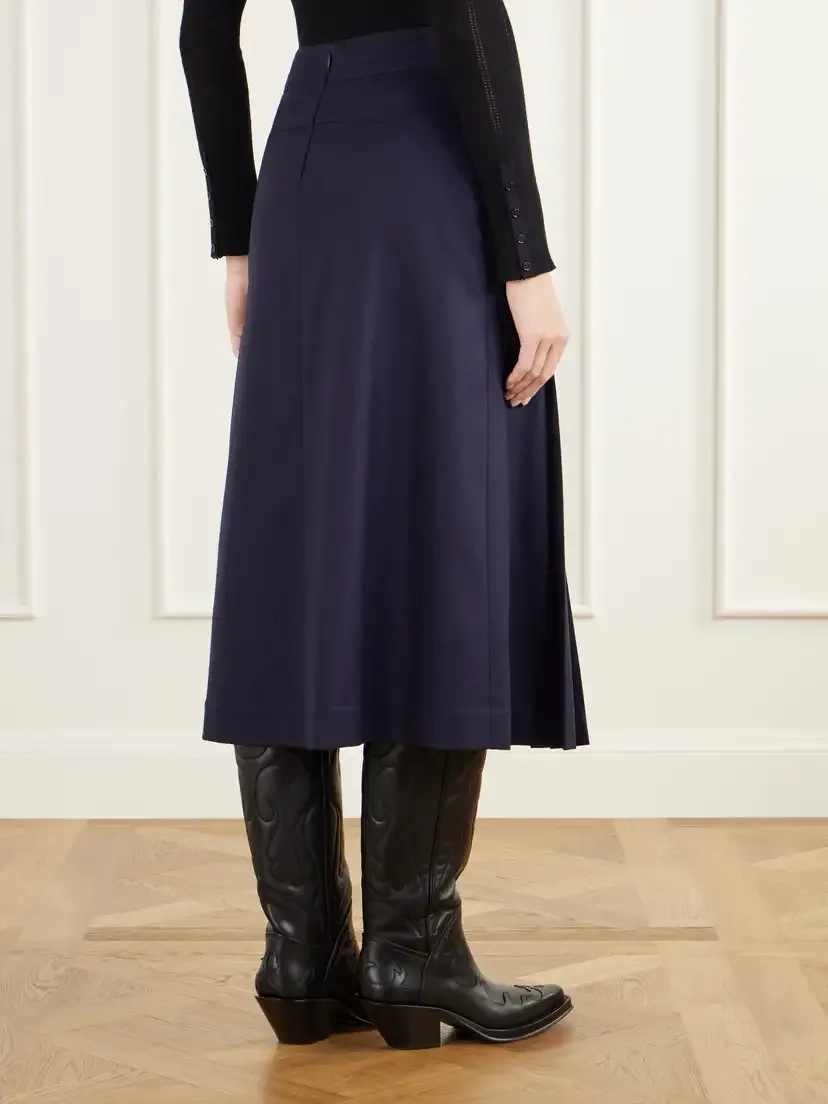 Gabriela Hearst Wesley Pleated Wool And Cashmere-blend Twill Midi Skirt | Thumbnail 4 Gabriela Hearst Wesley Pleated Wool And Cashmere-blend Twill Midi Skirt | Thumbnail 4