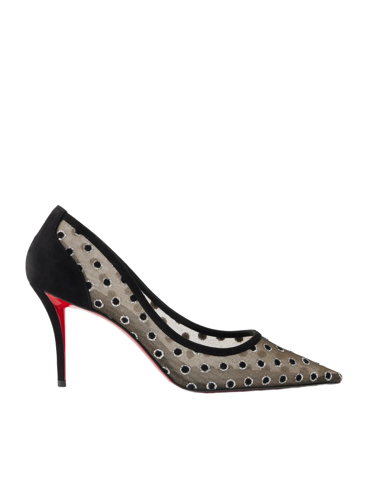 Christian Louboutin Miss Z 80 Polka-dot Flocked-tulle And Suede Pumps - Black