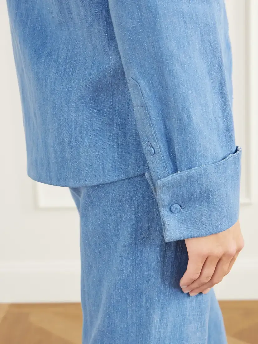 Gabriela Hearst Christie Distressed Cotton And Linen-blend Woven Shirt | Thumbnail 6 Gabriela Hearst Christie Distressed Cotton And Linen-blend Woven Shirt | Thumbnail 6