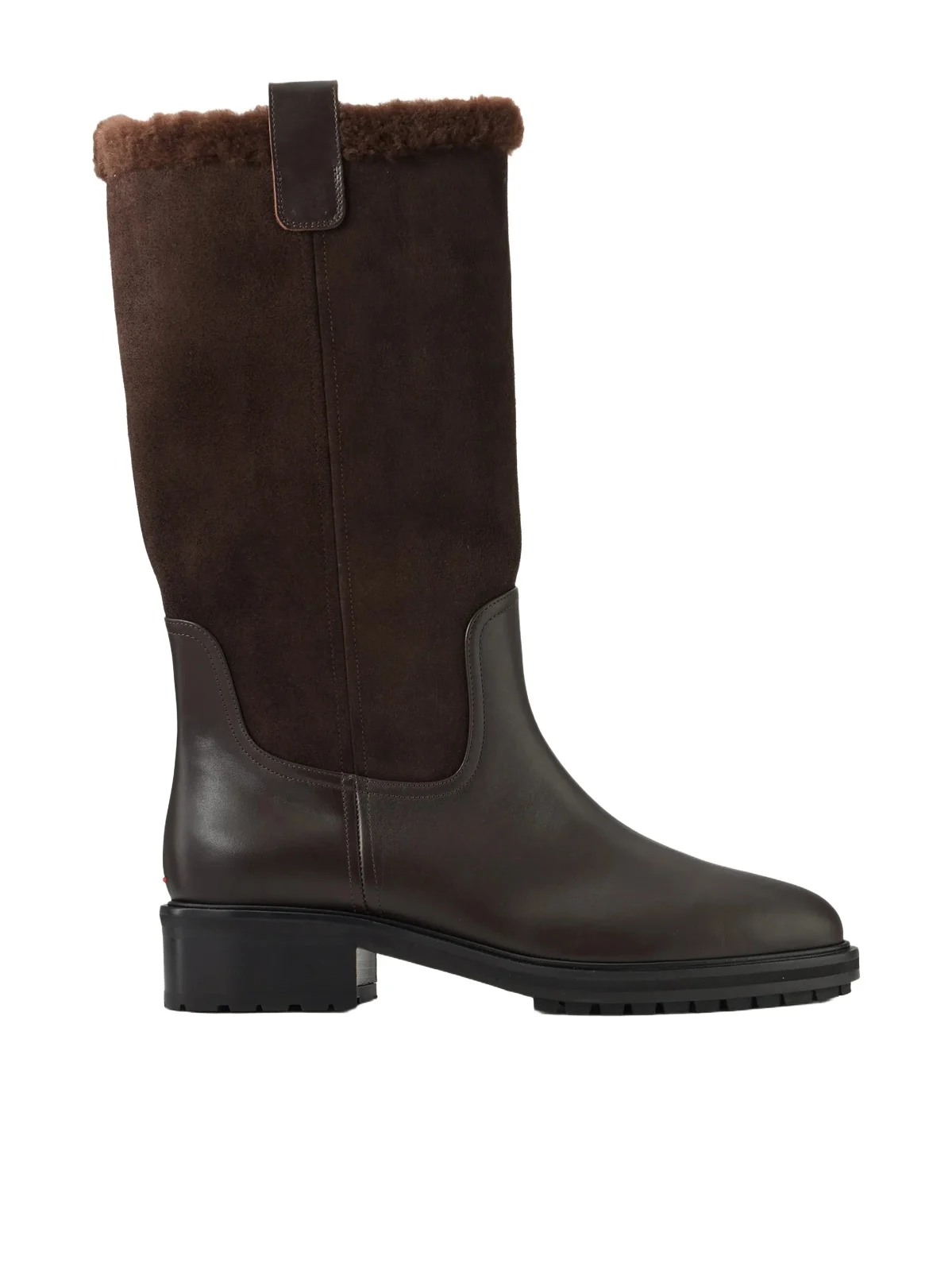 aeyde Theo 15 Shearling-trimmed Suede And Leather Knee Boots