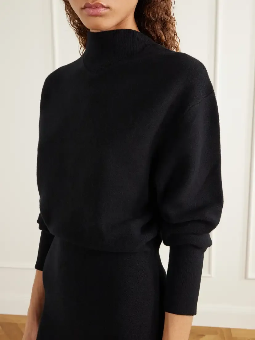 Lanvin Peplum Ribbed-trim Wool And Cashmere-blend Midi Dress | Thumbnail 4 Lanvin Peplum Ribbed-trim Wool And Cashmere-blend Midi Dress | Thumbnail 4