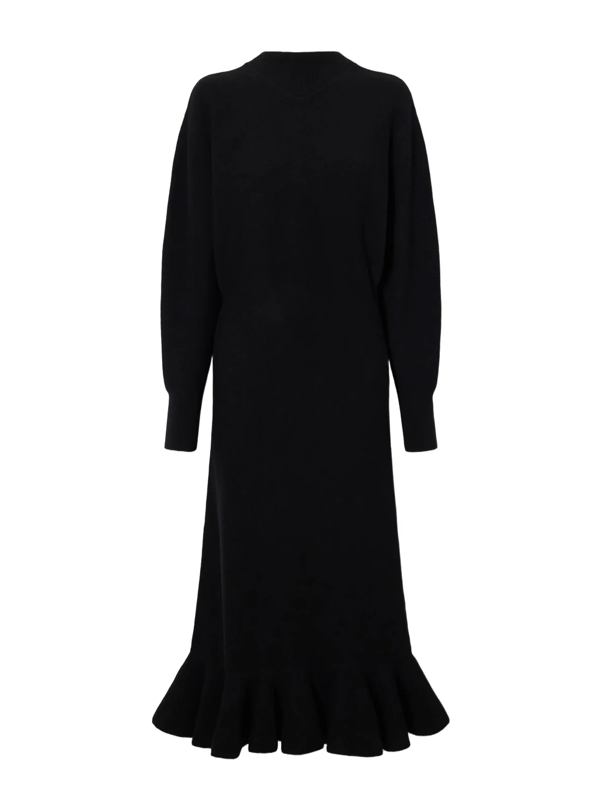Lanvin Peplum Ribbed-trim Wool And Cashmere-blend Midi Dress
