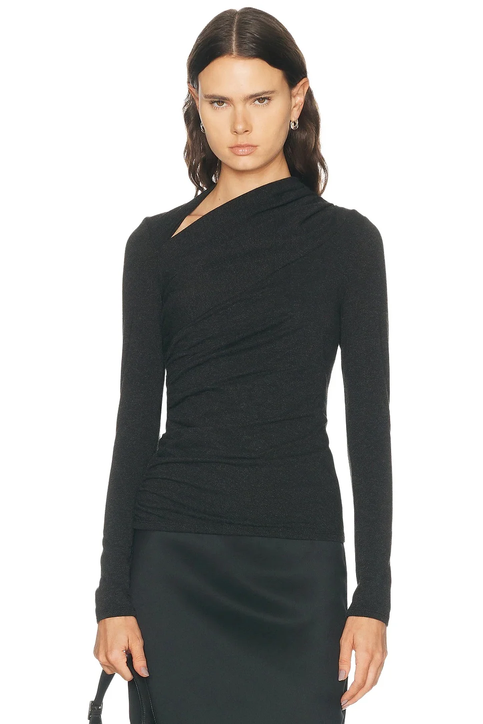 ENZA COSTA Lurex Jersey Long Sleeve Slash Top