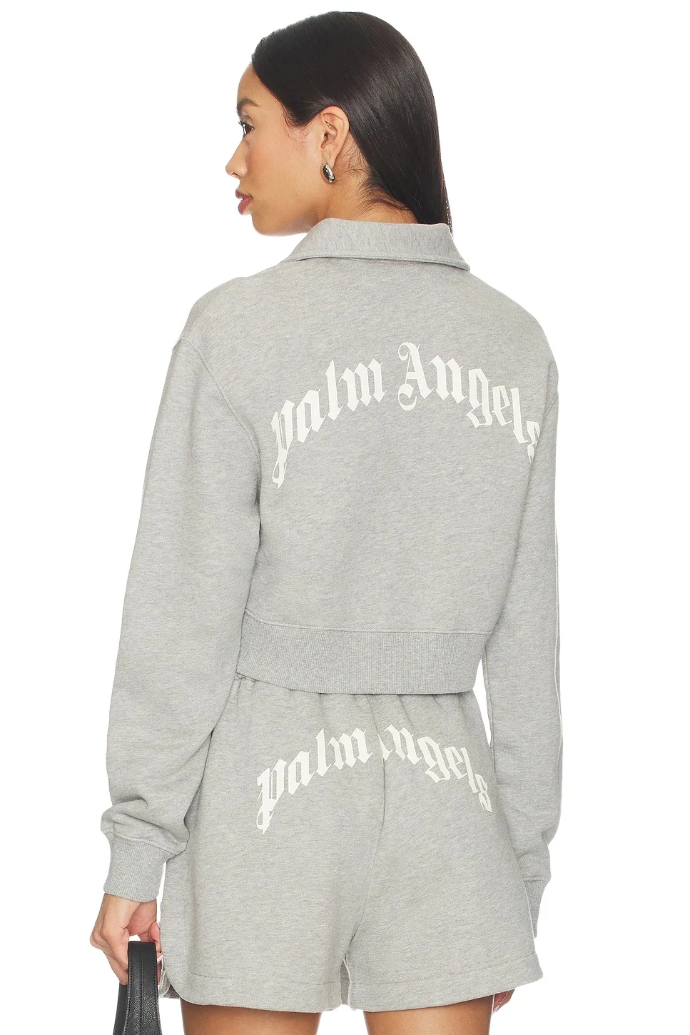 Curved Logo Crop Polo Crew Sweatshirt Curved Logo Crop Polo Crew Sweatshirt