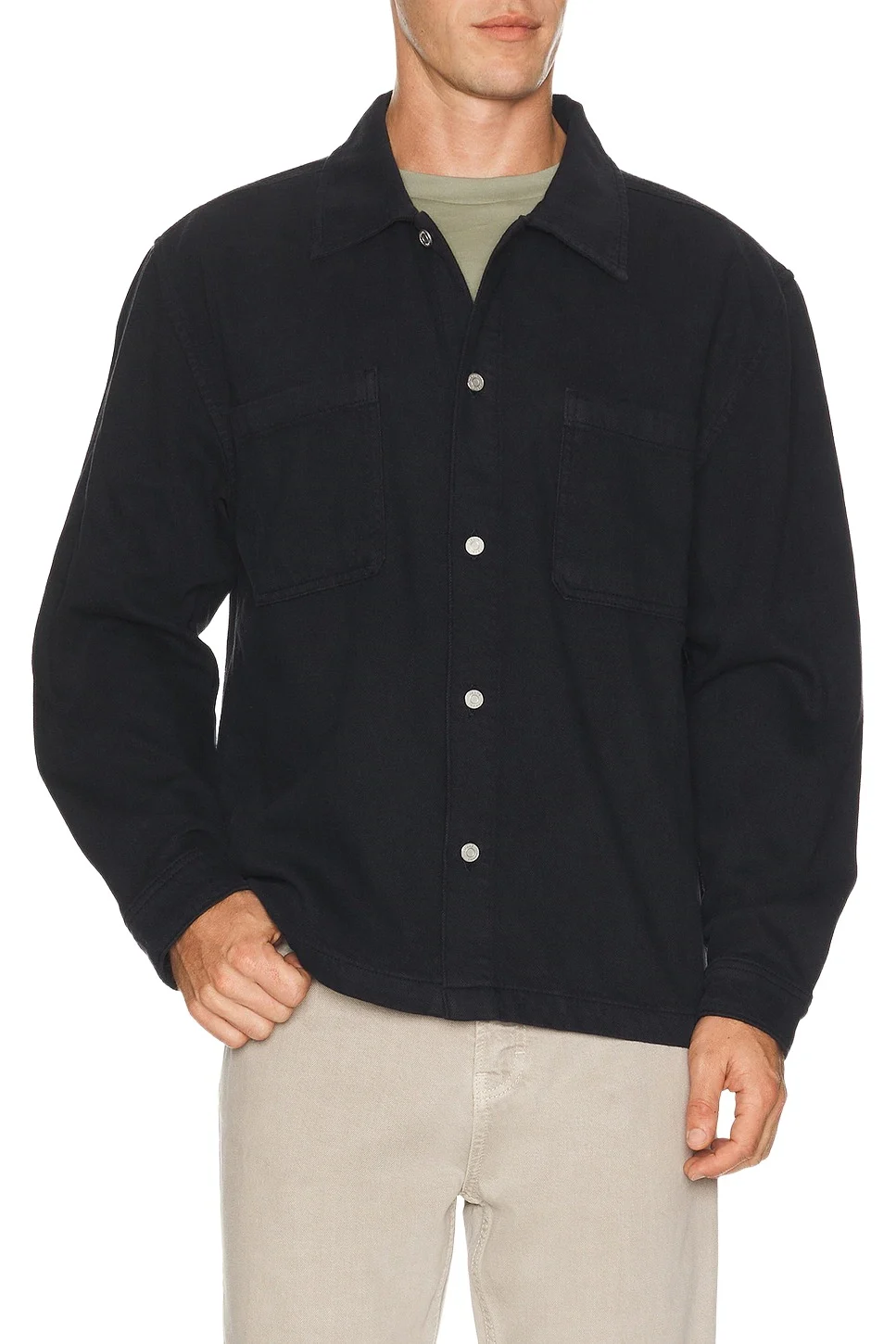 Frame Textured Terry Double Pocket Relaxed Shirt