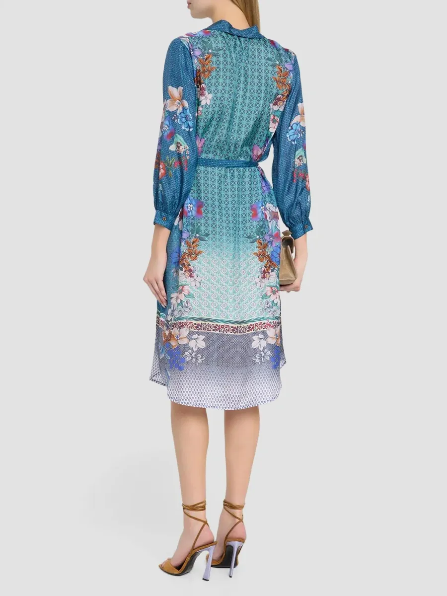 Johnny Was Women's Arani Floral-Print Silk Midi Shirtdress | Thumbnail 3 Johnny Was Women's Arani Floral-Print Silk Midi Shirtdress | Thumbnail 3