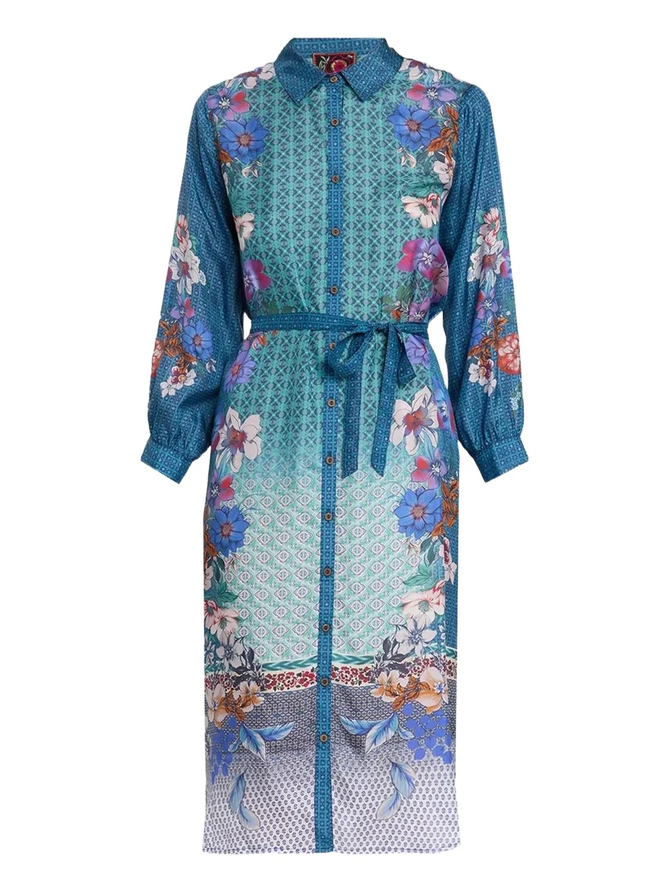 Johnny Was Women's Arani Floral-Print Silk Midi Shirtdress