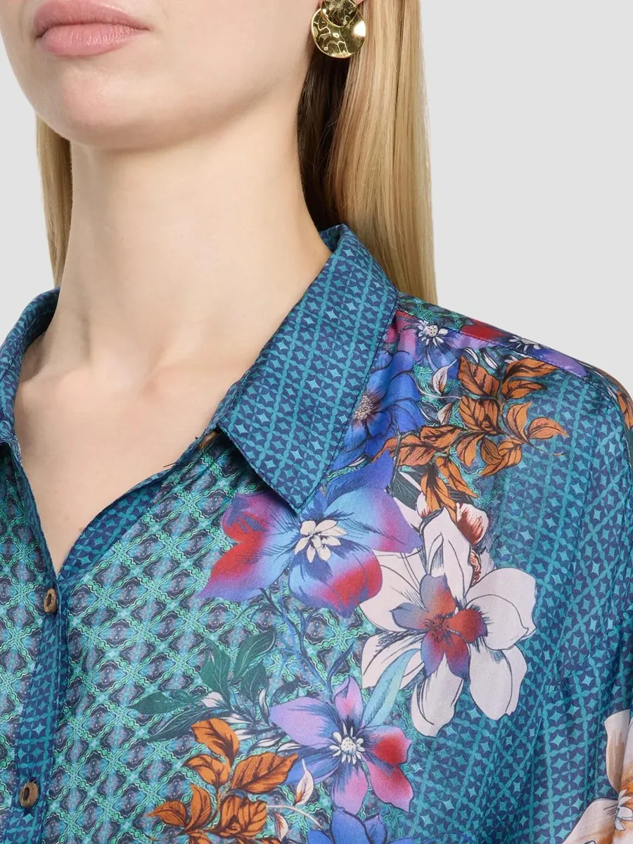 Johnny Was Women's Luisa Floral & Geometric Silk Shirt | Thumbnail 5 Johnny Was Women's Luisa Floral & Geometric Silk Shirt | Thumbnail 5