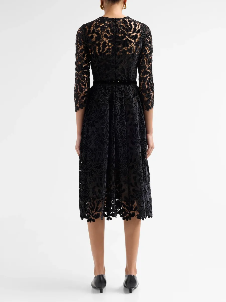 Oscar de la Renta Women's Chrysanthemum Guipure Long-Sleeve Cocktail Dress | Thumbnail 3