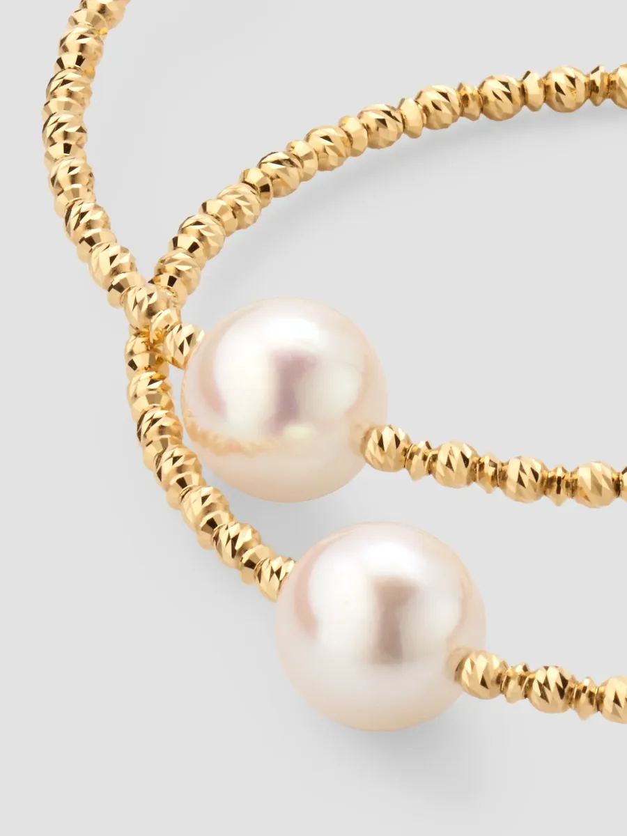 Pearls By Shari Women's Sparkle 18K Gold & Akoya Pearl Hoop Earrings | Thumbnail 3