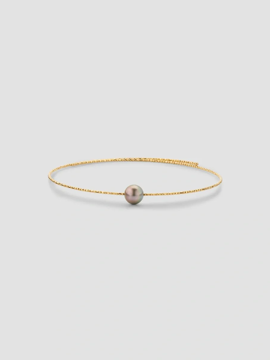 Pearls By Shari Women's Sparkle 18K Yellow Gold & Tahitian Cultured Pearl Choker Necklace | Thumbnail 4 Pearls By Shari Women's Sparkle 18K Yellow Gold & Tahitian Cultured Pearl Choker Necklace | Thumbnail 4