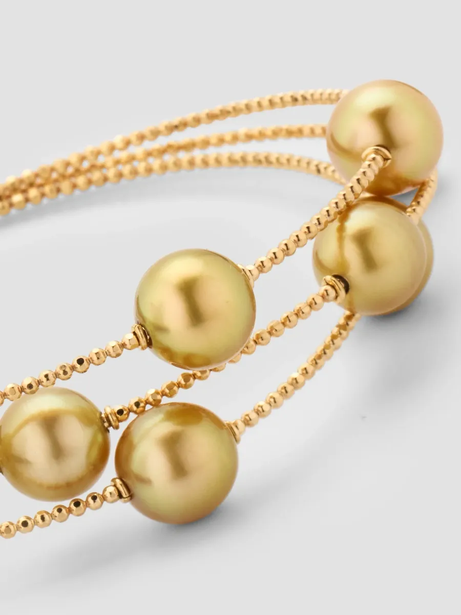 Pearls By Shari Women's Sparkle 18K Yellow Gold & Three-Strand South Sea Cultured Pearl Bracelet | Thumbnail 3