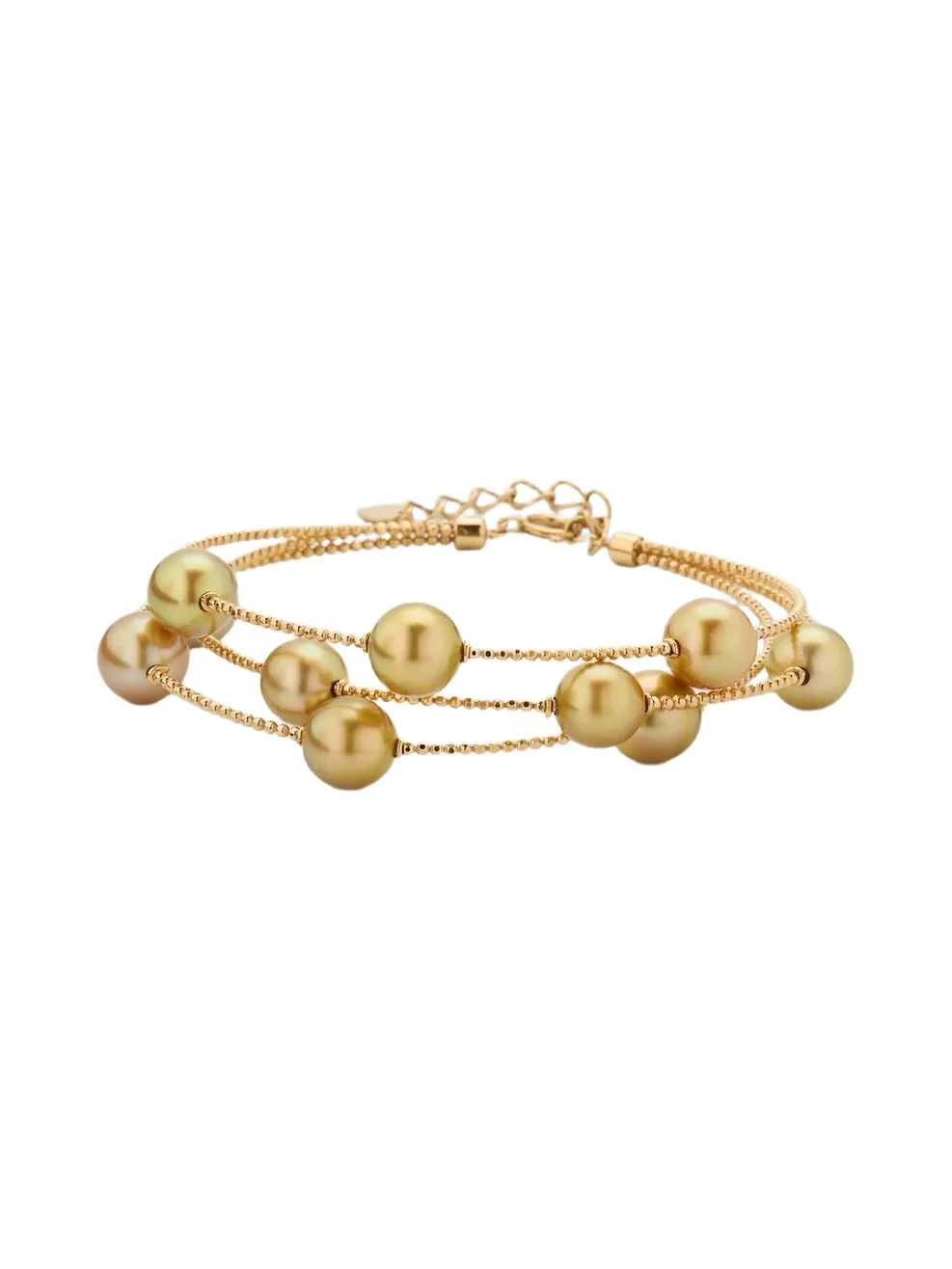 Women's Sparkle 18K Yellow Gold & Three-Strand South Sea Cultured Pearl Bracelet