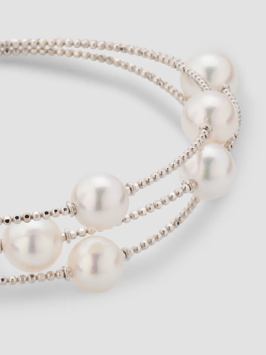 Pearls By Shari Women's Sparkle 18K Yellow Gold Akoya Cultured Pearl Layered Bracelet | Thumbnail 3