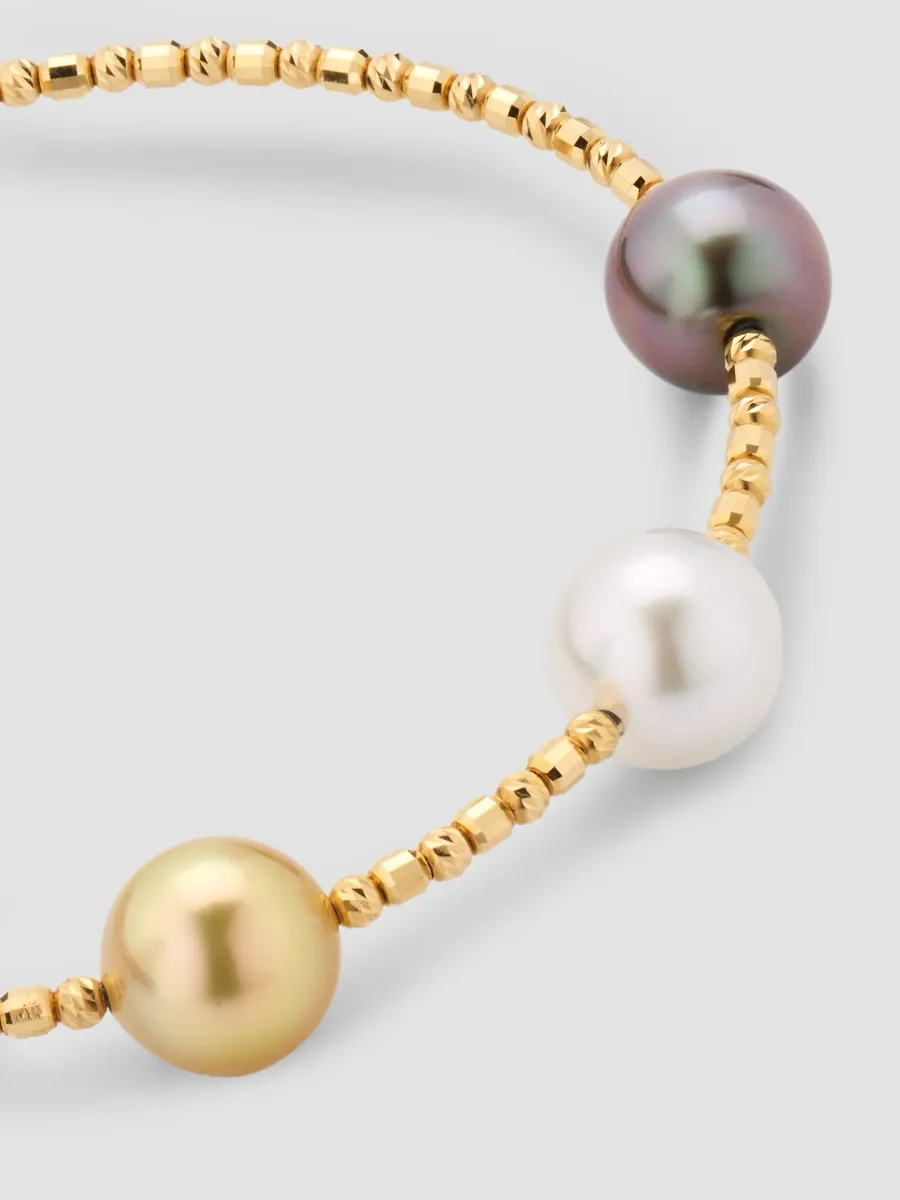 Pearls By Shari Women's Sparkle 18K Gold & Multicolored South Sea Cultured Pearl Bangle | Thumbnail 3 Pearls By Shari Women's Sparkle 18K Gold & Multicolored South Sea Cultured Pearl Bangle | Thumbnail 3