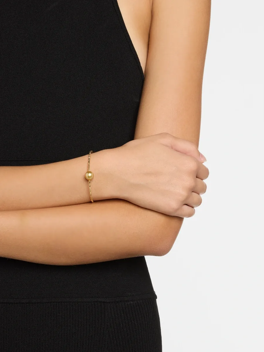Pearls By Shari Women's Sparkle 18K Yellow Gold & Golden South Sea Cultured Pearl Bangle | Thumbnail 2