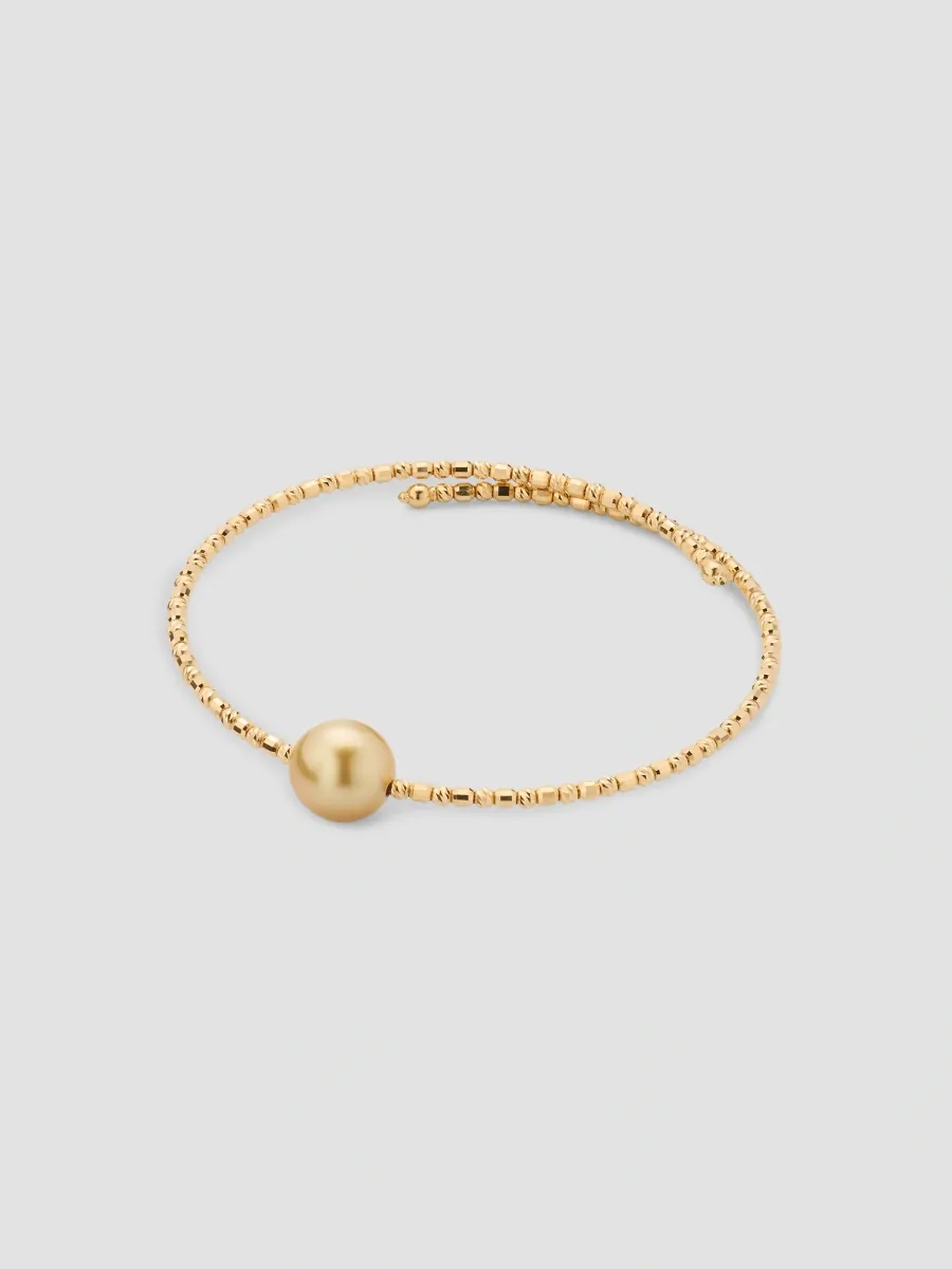 Pearls By Shari Women's Sparkle 18K Yellow Gold & Golden South Sea Cultured Pearl Bangle | Thumbnail 4