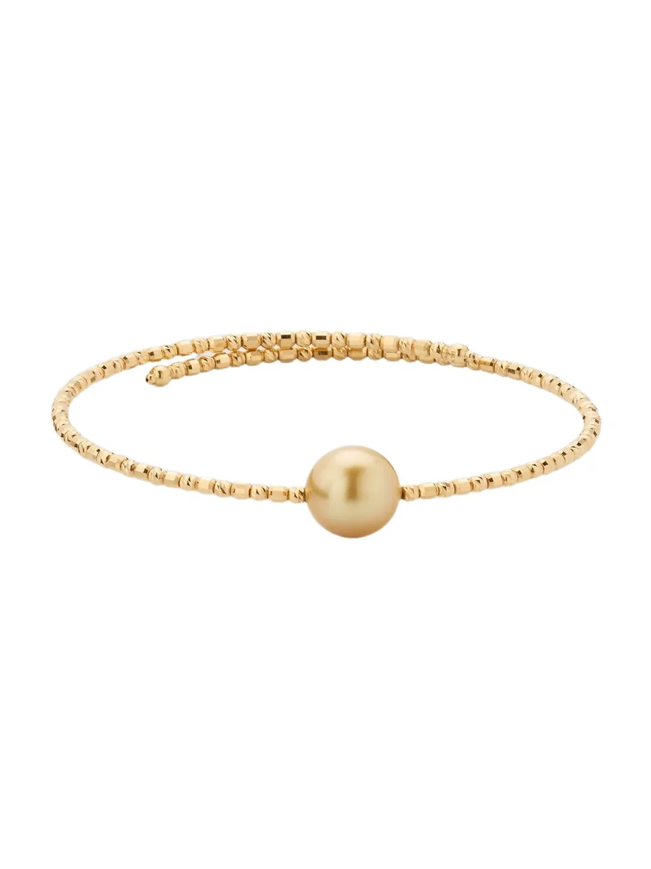 Women's Sparkle 18K Yellow Gold & Golden South Sea Cultured Pearl Bangle Women's Sparkle 18K Yellow Gold & Golden South Sea Cultured Pearl Bangle