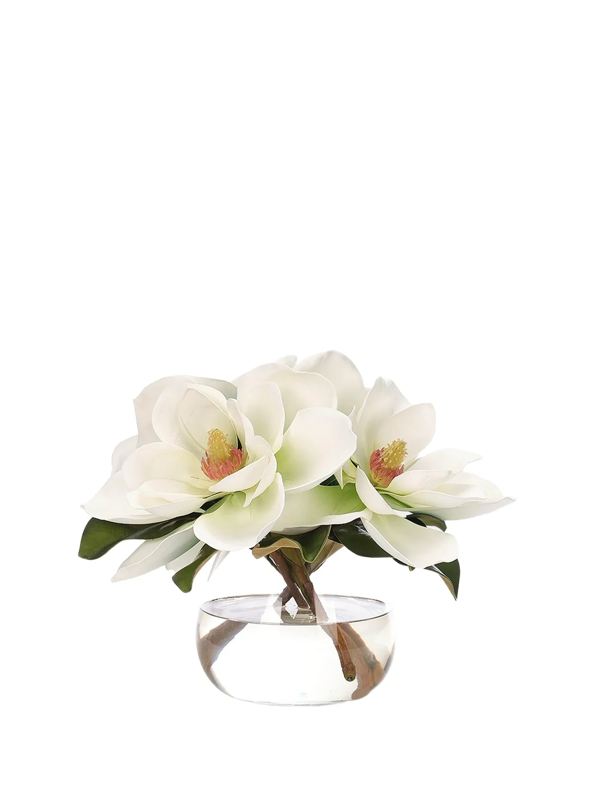 NDI Magnolias Faux Floral Arrangement in Glass Vase - White | Thumbnail 1 NDI Magnolias Faux Floral Arrangement in Glass Vase - White | Thumbnail 1