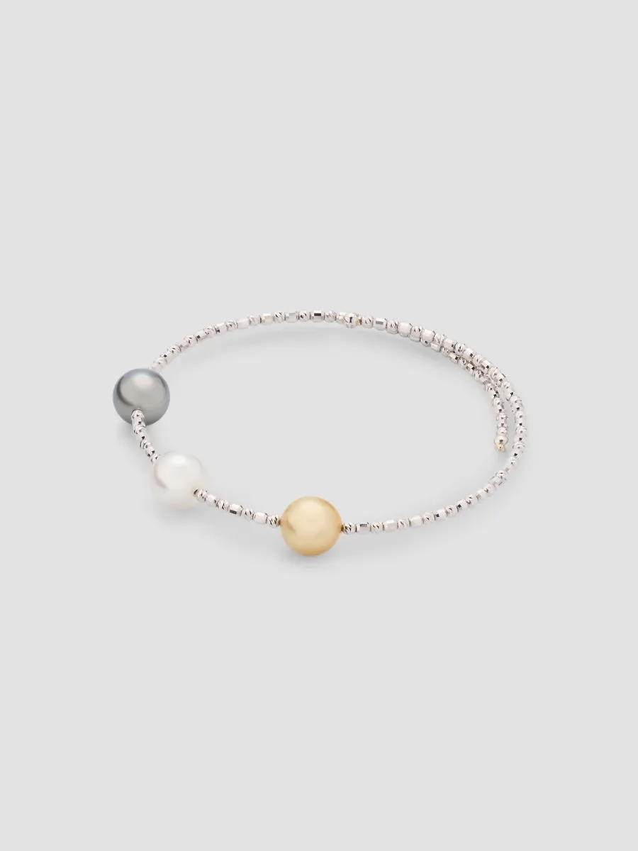 Pearls By Shari Women's Sparkle 18K Gold & Multicolored South Sea Cultured Pearl Bangle | Thumbnail 4