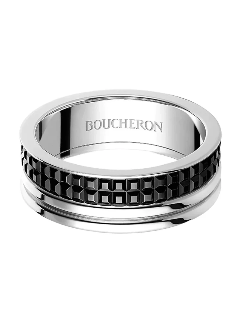 Women's Quatre Large 18K White Gold & Black PVD Wedding Band Women's Quatre Large 18K White Gold & Black PVD Wedding Band
