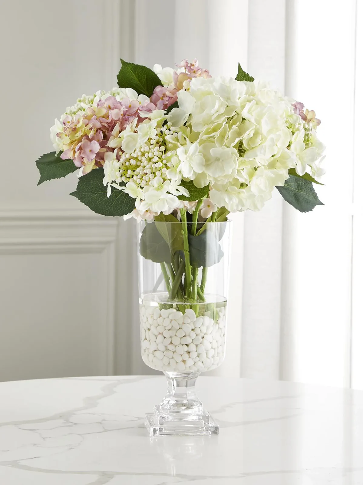 John-Richard Collection Magenta Garden 22" Faux Floral Arrangement in Footed Glass Vase