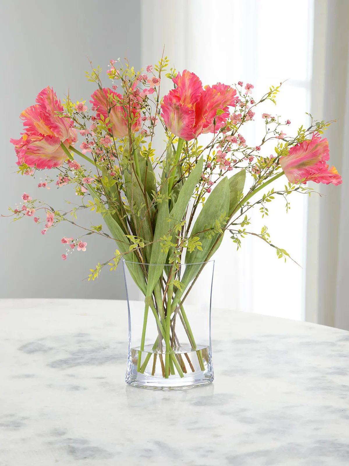 John-Richard Collection Sherbert Delight 25" Faux Floral Arrangement in Glass Container - Pink