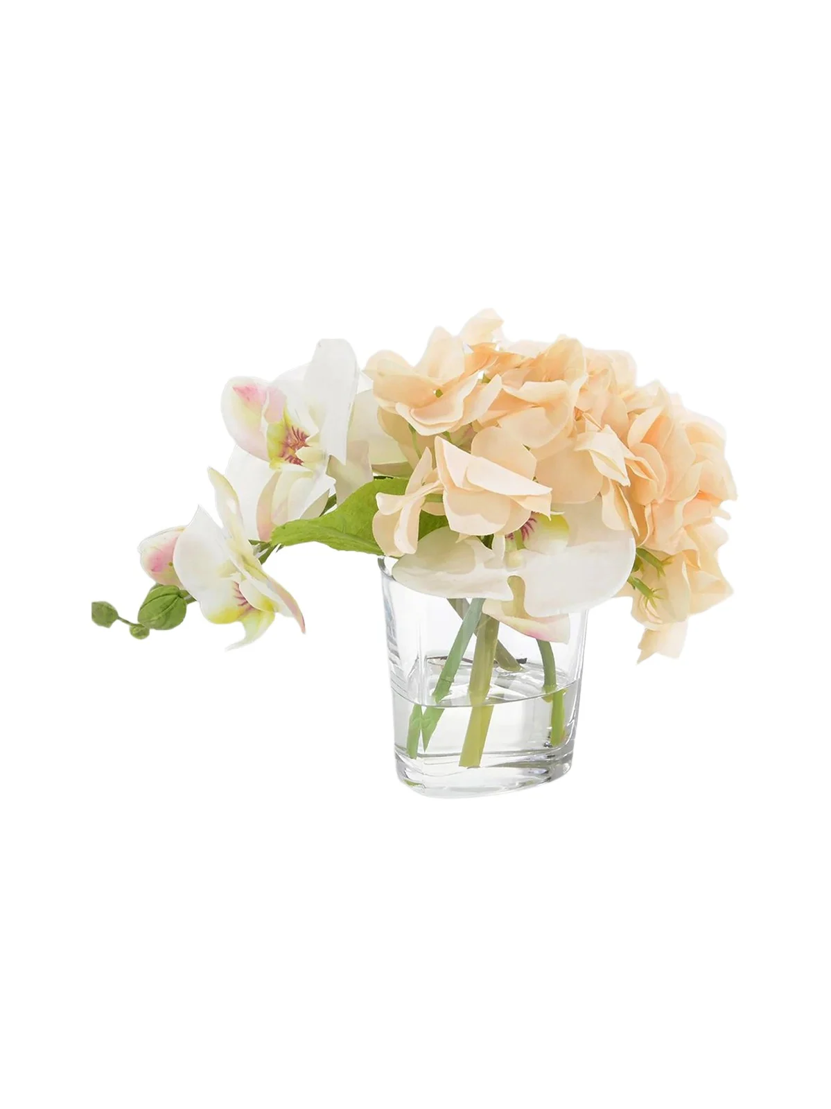 John-Richard Collection Real Touch Sweet Peach 8" Faux Floral Arrangement in Glass Vase - Orange