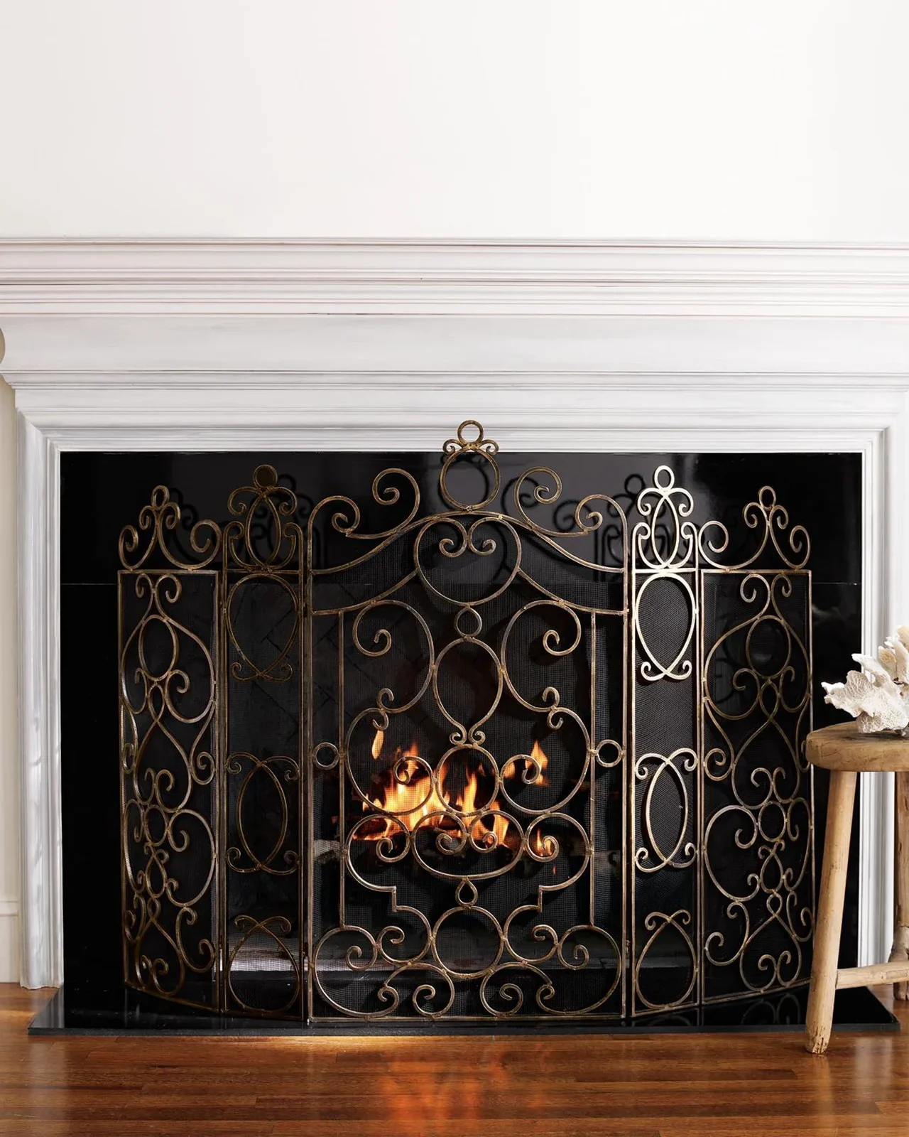 Dr. Livingston Paris 5-Panel Scroll Iron Fireplace Screen