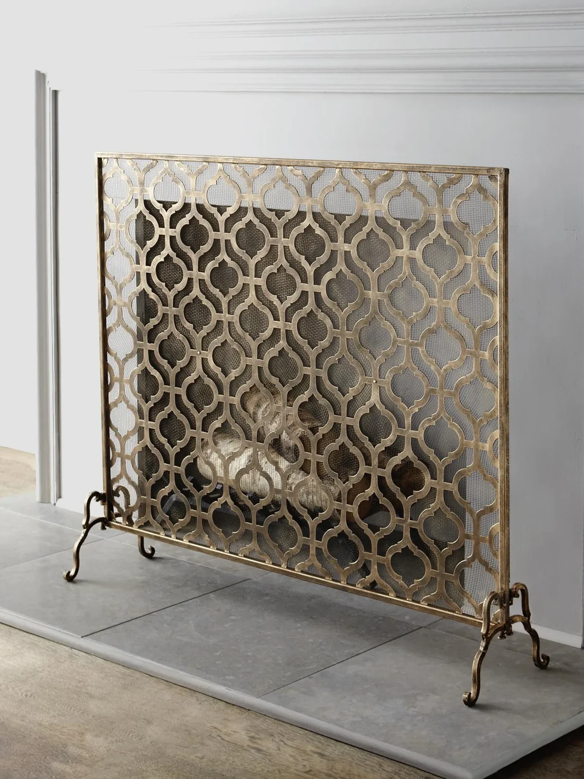 Dr. Livingston Lexington Single-Panel Iron Fireplace Screen