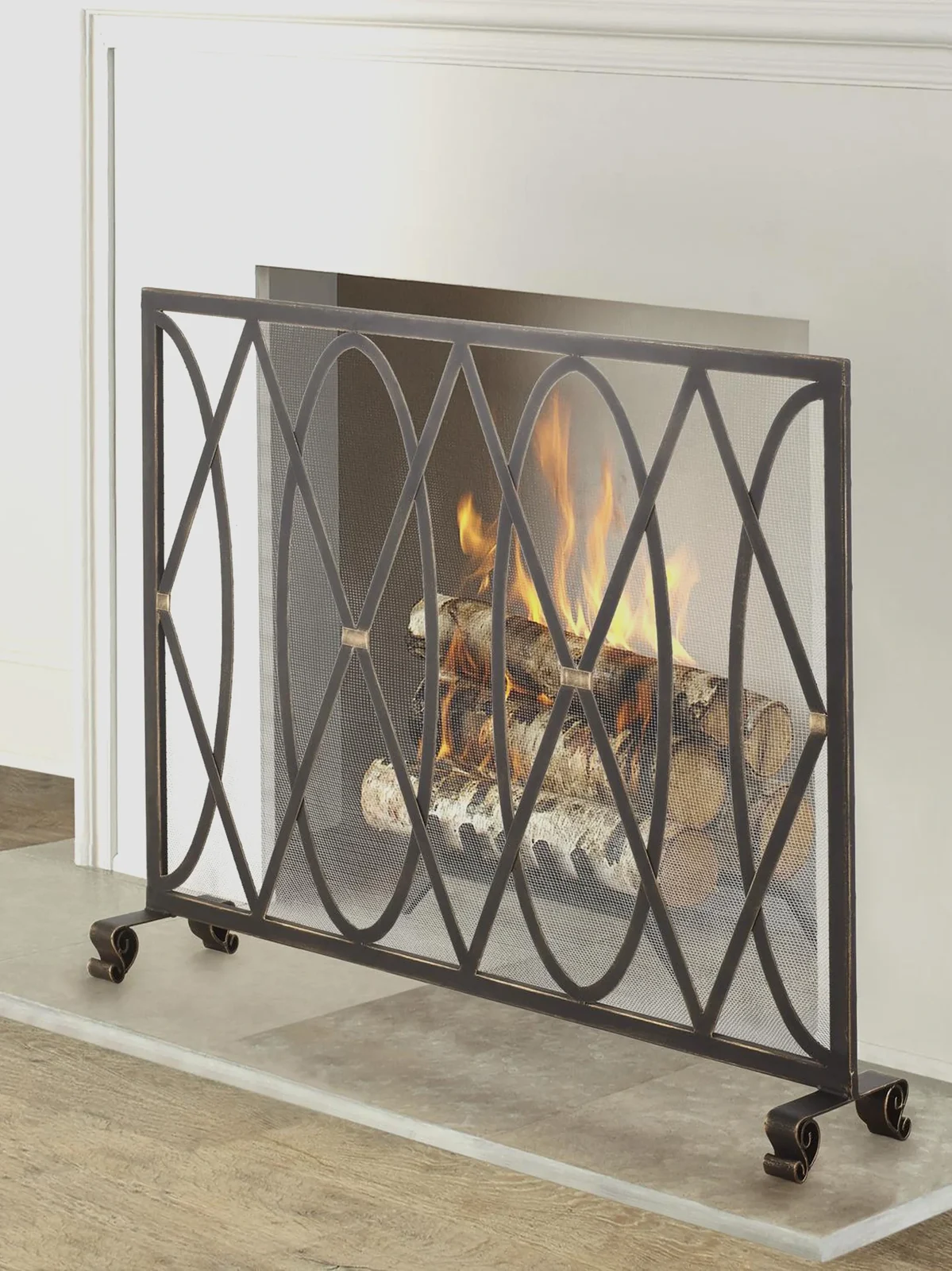 Dr. Livingston Diamond-Pattern Single-Panel Fireplace Screen