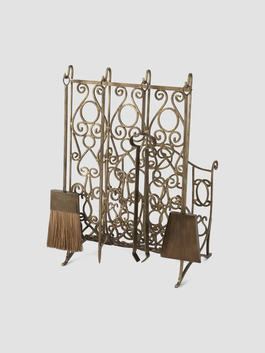 Dr. Livingston Scroll Log Holder & 3-Piece Fireplace Tool Set | Thumbnail 4 Dr. Livingston Scroll Log Holder & 3-Piece Fireplace Tool Set | Thumbnail 4