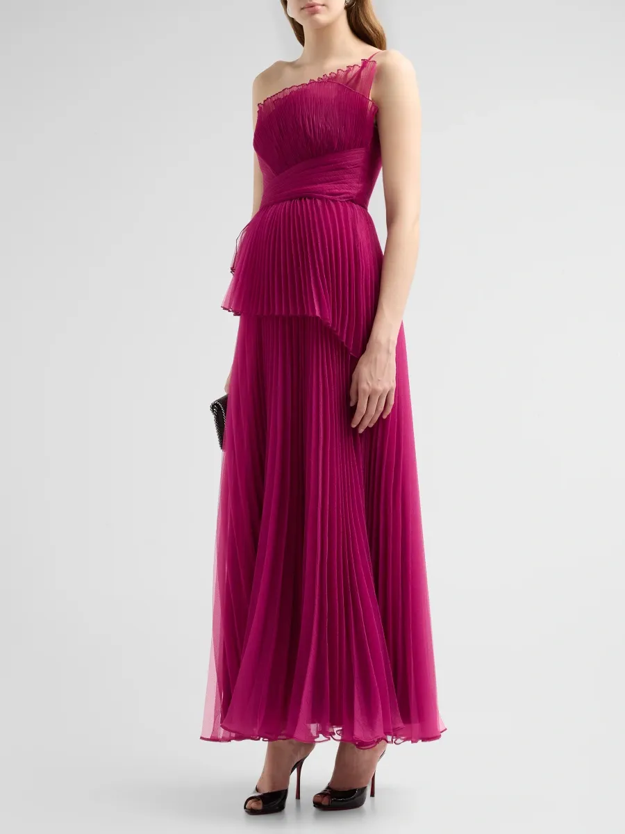 THEIA Women's Delphine Pleated One-Shoulder Organza Gown | Thumbnail 4 THEIA Women's Delphine Pleated One-Shoulder Organza Gown | Thumbnail 4