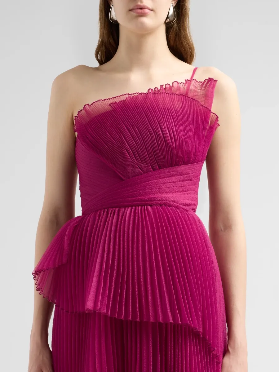THEIA Women's Delphine Pleated One-Shoulder Organza Gown | Thumbnail 5 THEIA Women's Delphine Pleated One-Shoulder Organza Gown | Thumbnail 5