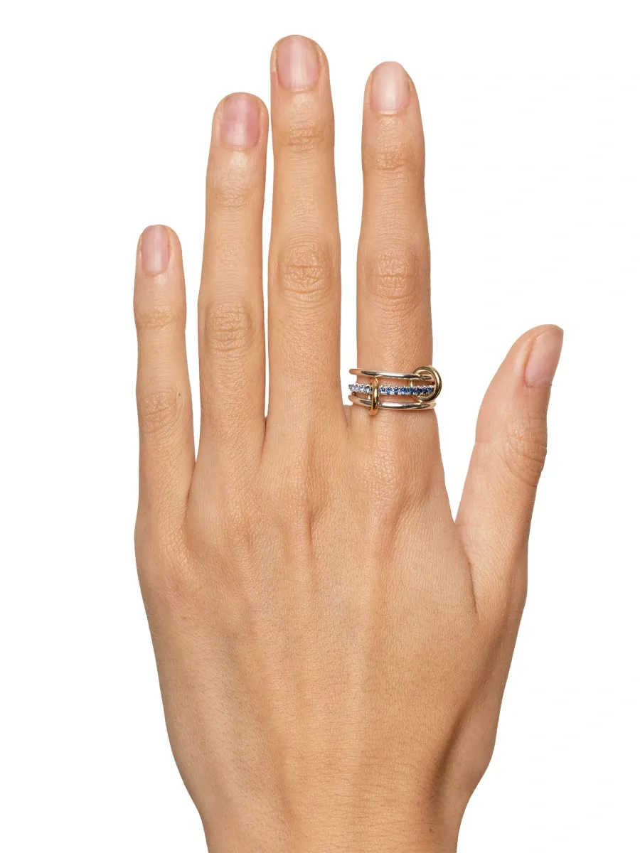 Spinelli Kilcollin Women's Ombré Tigris Sterling Silver, 18K Yellow Gold & Blue Sapphire Triple-Band Ring | Thumbnail 2 Spinelli Kilcollin Women's Ombré Tigris Sterling Silver, 18K Yellow Gold & Blue Sapphire Triple-Band Ring | Thumbnail 2