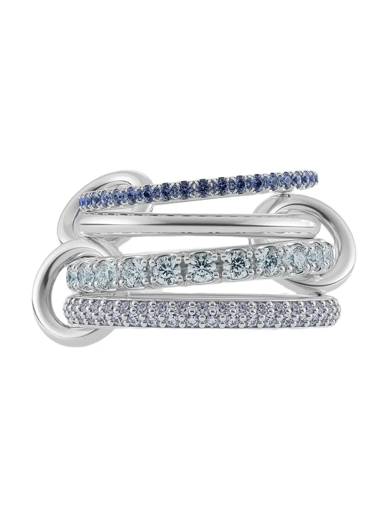 Women's Iris Sterling Silver, Sapphire, Aquamarine & Tanzanite Multi-Stone Ring