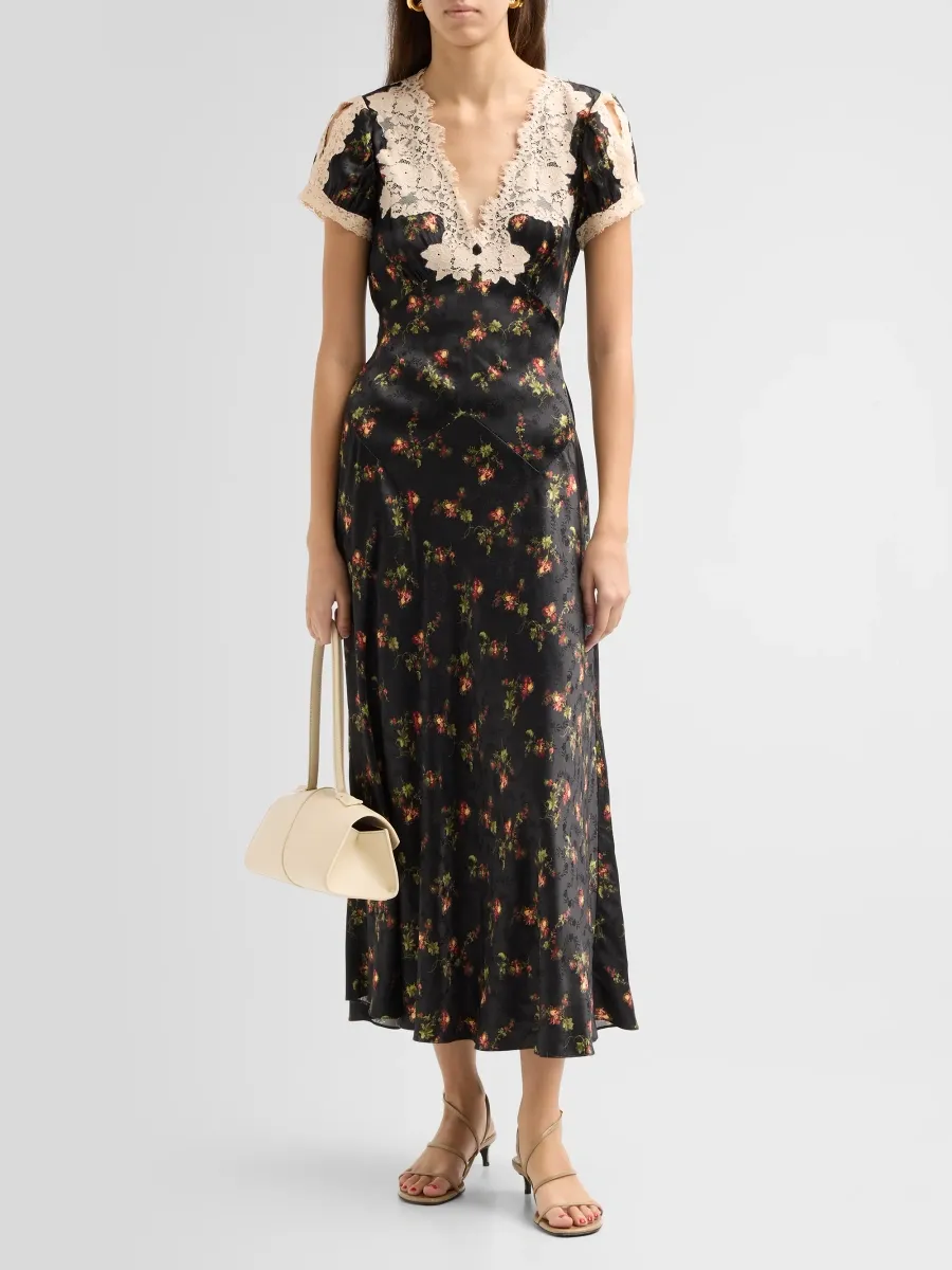 DÔEN Women's Celia Floral & Lace Midi Dress | Thumbnail 2 DÔEN Women's Celia Floral & Lace Midi Dress | Thumbnail 2