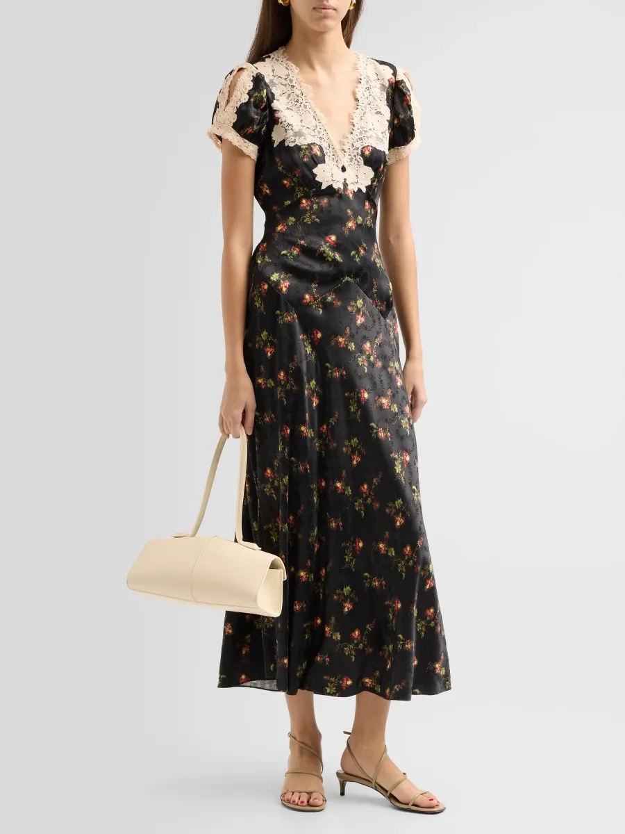 DÔEN Women's Celia Floral & Lace Midi Dress | Thumbnail 4 DÔEN Women's Celia Floral & Lace Midi Dress | Thumbnail 4